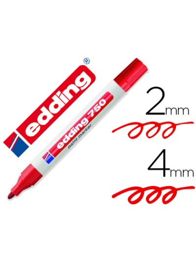 Rotulador edding punta fibra 750 rojo punta redonda 2-4 mm