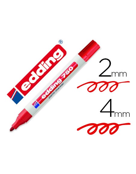 Rotulador edding punta fibra 750 rojo punta redonda 2-4 mm