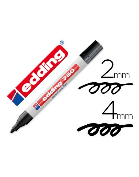 Rotulador edding punta fibra 750 negro punta redonda 2-4 mm