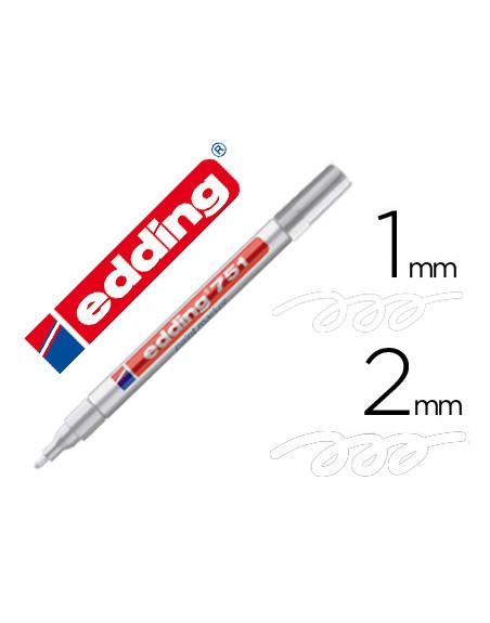 Rotulador edding punta fibra 751 blanco punta redonda 1-2 mm