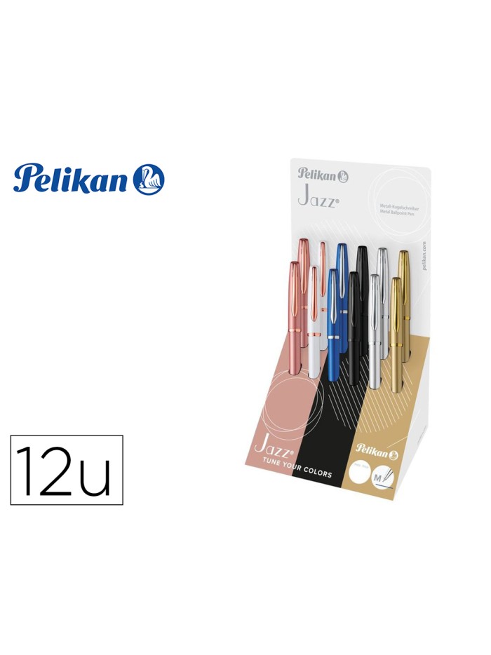 Boligrafo pelikan jazz noble elegance expositor de 12 unidades colores surtidos Boligrafo pelikan jazz noble elegance expositor de 12 unidades colores surtidos