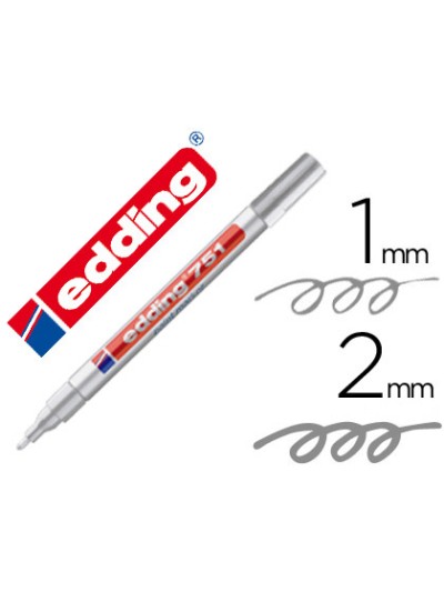 Rotulador edding punta fibra 751 plata punta redonda 1-2 mm
