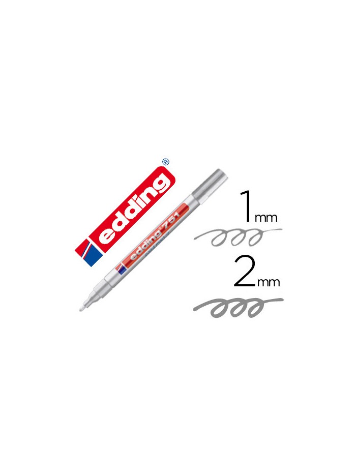 Rotulador edding punta fibra 751 plata punta redonda 1-2 mm Rotulador edding punta fibra 751 plata punta redonda 1-2 mm