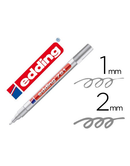 Rotulador edding punta fibra 751 plata punta redonda 1-2 mm