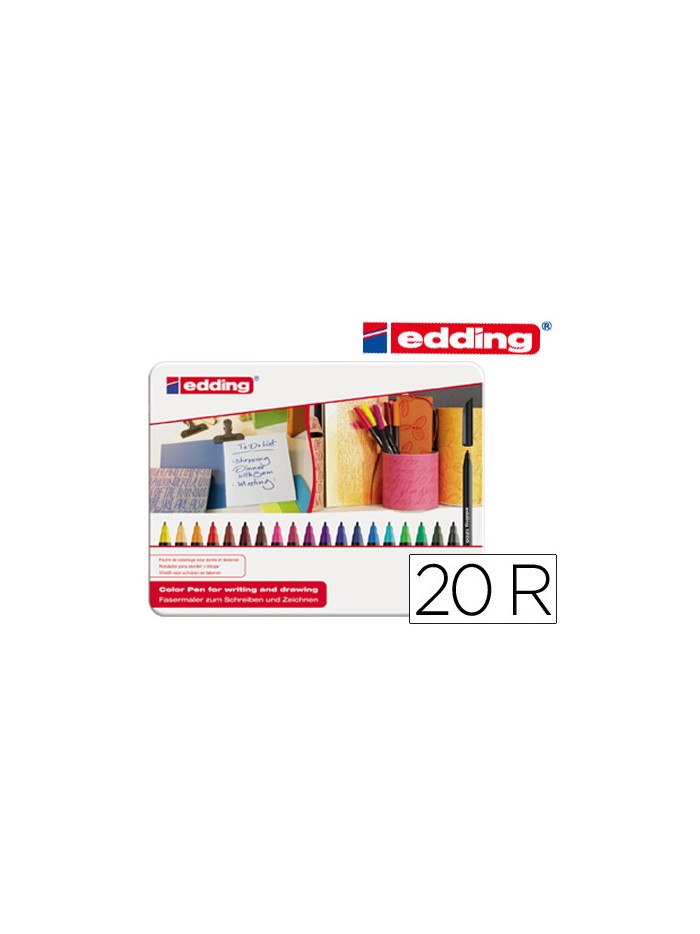 Rotulador edding punta fibra 1200 caja metalica 20 unidades colores surtidos punta redonda 0,5 mm Rotulador edding punta fibra 1200 caja metalica 20 unidades colores surtidos punta redonda 0,5 mm