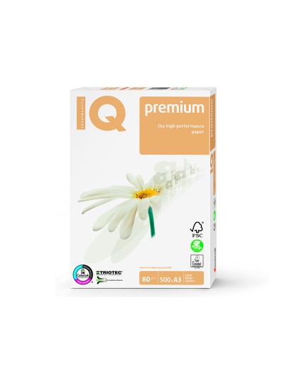Papel fotocopiadora iq premium din a3 80 gramos paquete de 500 hojas