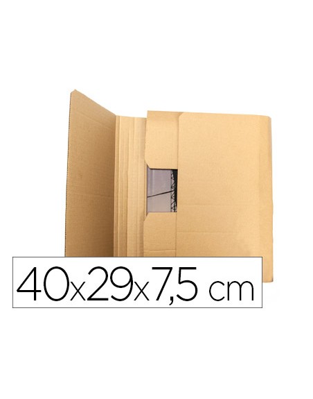 Caja para embalar libros q-connect carton reciclado canal simple 3 mm color kraft 400x290x75 mm
