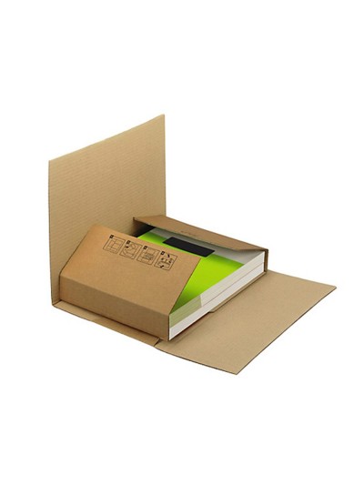 Caja para embalar libros q-connect carton reciclado canal simple 3 mm color kraft 400x290x75 mm