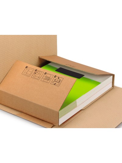 Caja para embalar libros q-connect carton reciclado canal simple 3 mm color kraft 400x290x75 mm