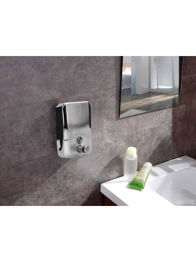 Dispensador manual q-connect de jabon 800 ml acero inoxidable 115x56x179mm