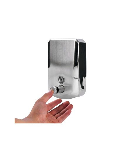 Dispensador manual q-connect de jabon 800 ml acero inoxidable 115x56x179mm