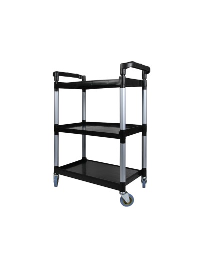 Carro de servicio multifuncional q-connect 3 estantes de polipropileno 830x420x970 mm