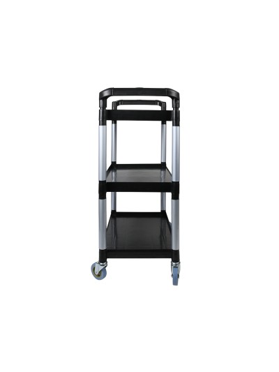 Carro de servicio multifuncional q-connect 3 estantes de polipropileno 830x420x970 mm