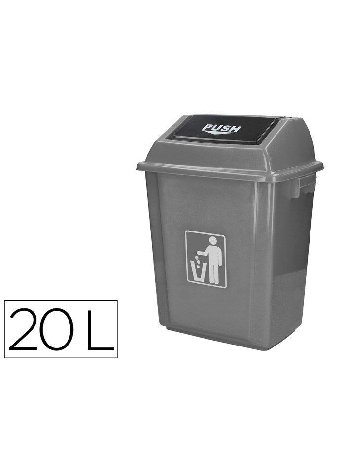 Papelera contenedor q-connect plastico con tapa de balancin 20 litros gris 340x240x450 mm Papelera contenedor q-connect plastico con tapa de balancin 20 litros gris 340x240x450 mm