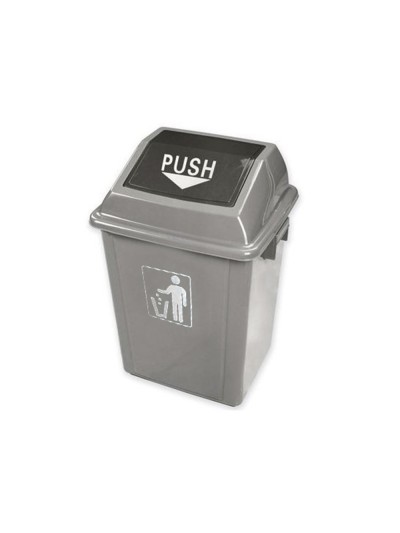 Papelera contenedor q-connect plastico con tapa de balancin 20 litros gris 340x240x450 mm