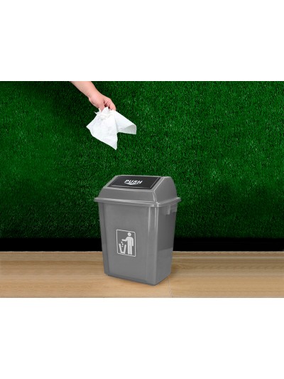 Papelera contenedor q-connect plastico con tapa de balancin 20 litros gris 340x240x450 mm