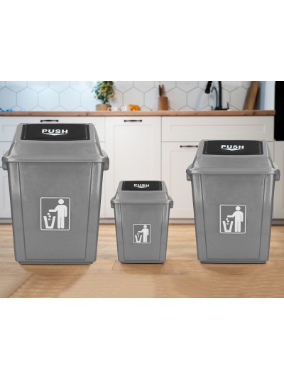 Papelera contenedor q-connect plastico con tapa de balancin 20 litros gris 340x240x450 mm