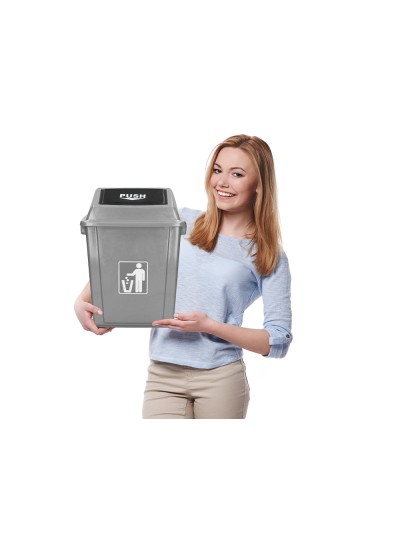 Papelera contenedor q-connect plastico con tapa de balancin 20 litros gris 340x240x450 mm