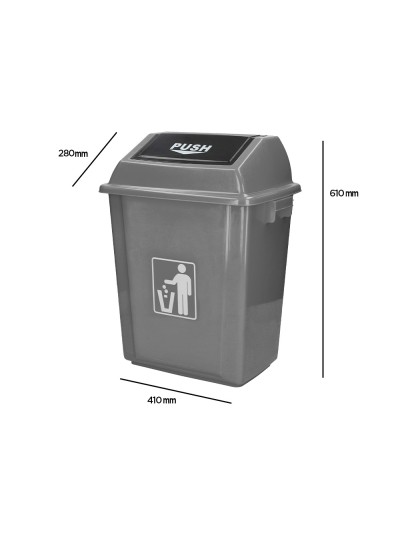 Papelera contenedor q-connect plastico con tapa de balancin 40 litros gris 410x280x610 mm