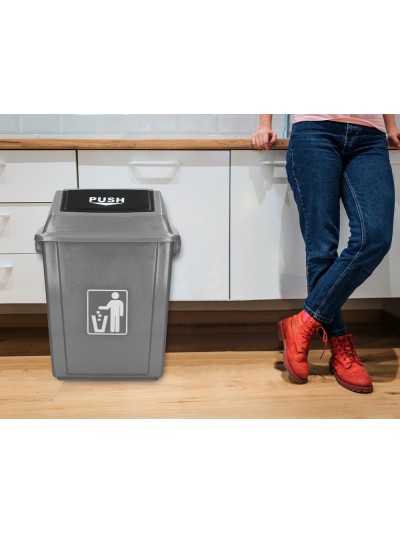 Papelera contenedor q-connect plastico con tapa de balancin 40 litros gris 410x280x610 mm