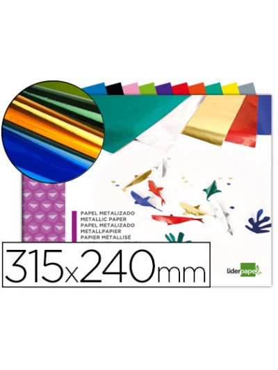 Bloc trabajos manuales liderpapel papel metalizado 240x315mm 10 hojas colores surtidos