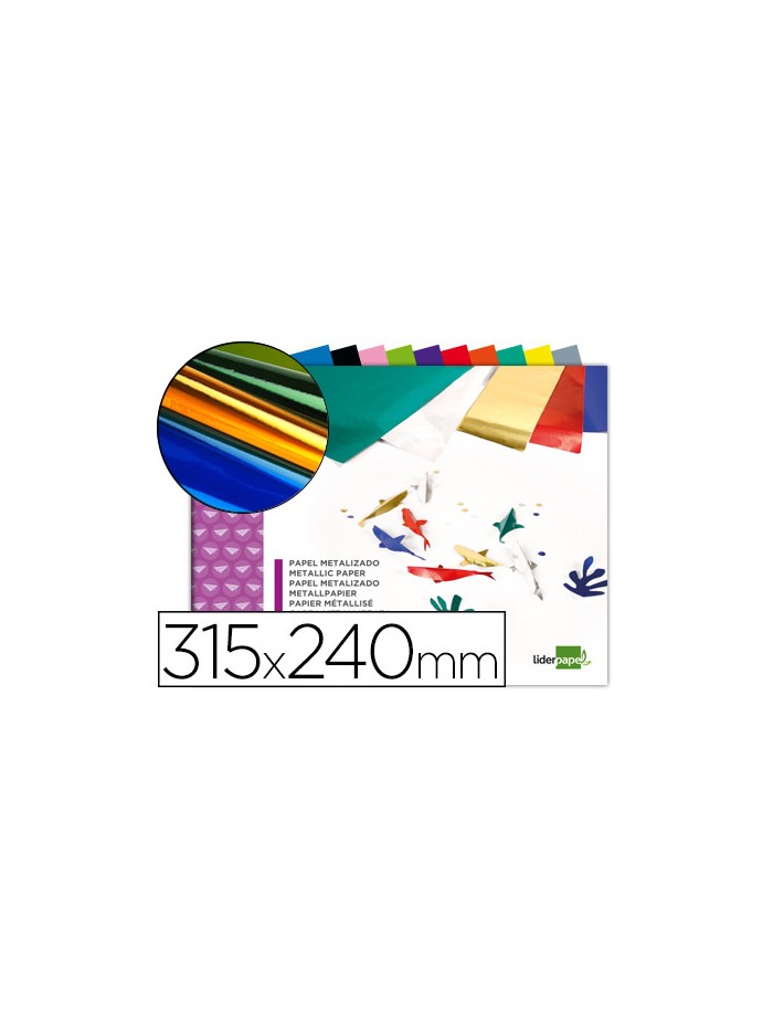 Bloc trabajos manuales liderpapel papel metalizado 240x315mm 10 hojas colores surtidos Bloc trabajos manuales liderpapel papel metalizado 240x315mm 10 hojas colores surtidos