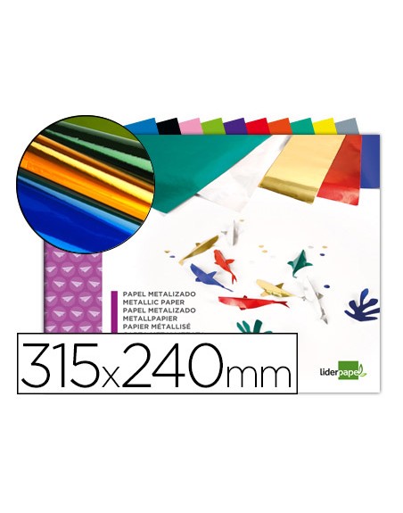 Bloc trabajos manuales liderpapel papel metalizado 240x315mm 10 hojas colores surtidos