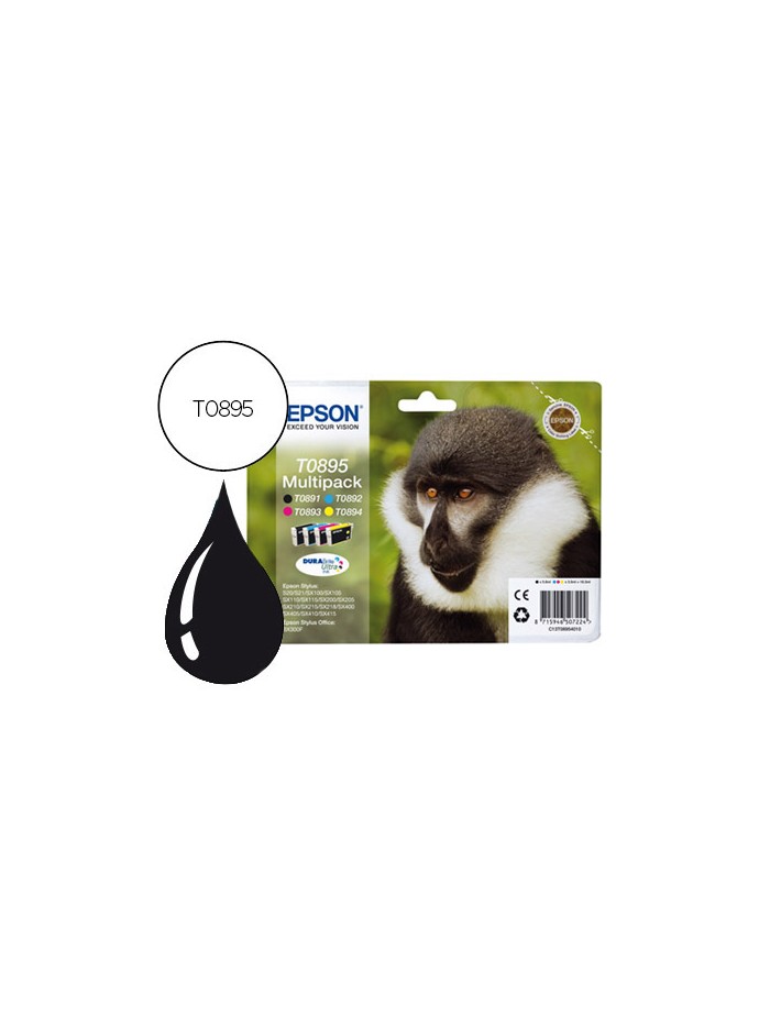 Ink-jet epson t0895 multipack stylus s21/ sx100/sx105/ sx115/sx215/sx218/ sx400/sx40/ sx415 bx300 negro Ink-jet epson t0895 multipack stylus s21/ sx100/sx105/ sx115/sx215/sx218/ sx400/sx40/ sx415 bx300 negro