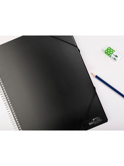 Carpeta liderpapel escaparate con espiral 80 fundas polipropileno din a4 negro