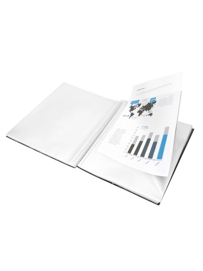 Carpeta liderpapel escaparate con espiral 60 fundas polipropileno din a4 negro
