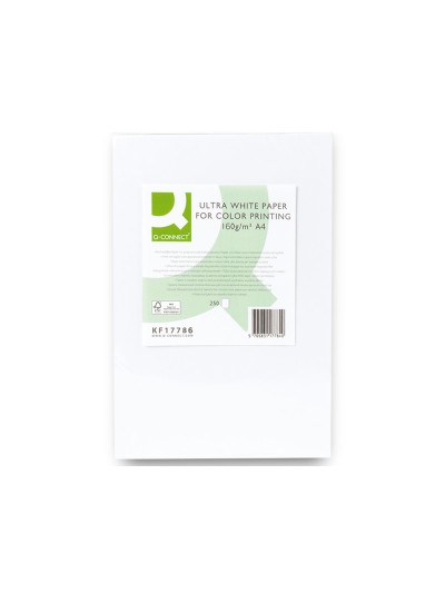 Papel fotocopiadora q-connect ultra white din a4 160 gramos paquete de 250 hojas
