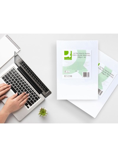 Papel fotocopiadora q-connect ultra white din a4 160 gramos paquete de 250 hojas