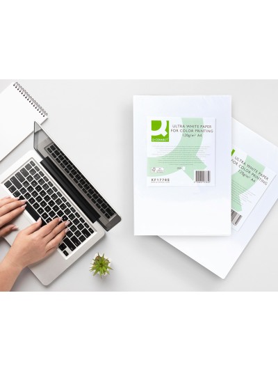 Papel fotocopiadora q-connect ultra white din a4 120 gramos paquete de 250 hojas