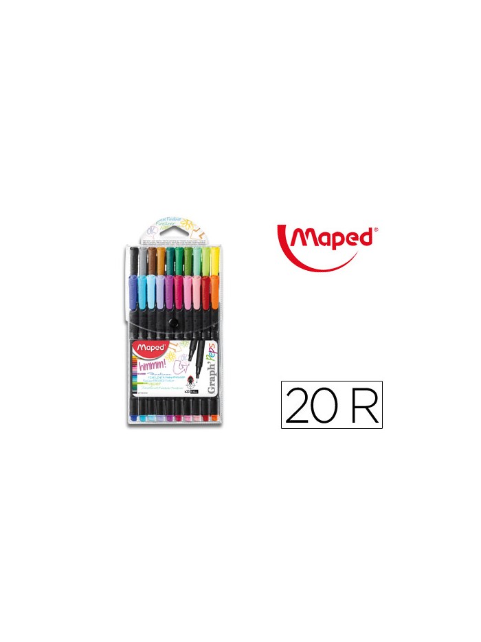 Rotulador maped punta de metal graph peps fine liner estuche de 20 colores surtidos Rotulador maped punta de metal graph peps fine liner estuche de 20 colores surtidos