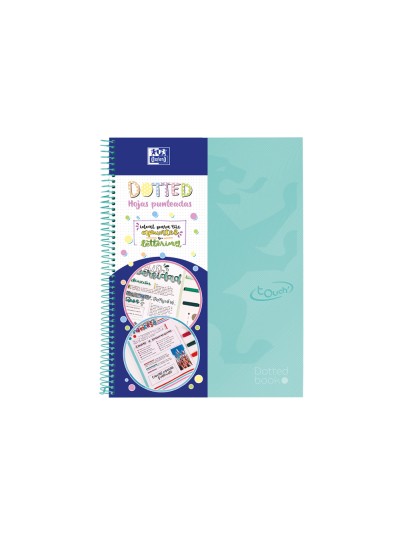 Cuaderno espiral oxford europeanbook 0 school touch tapa extradura din a4+ 80 hojas puntos verde menta