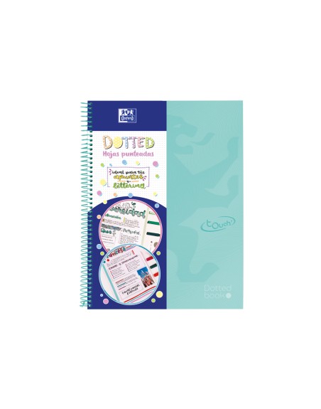 Cuaderno espiral oxford europeanbook 0 school touch tapa extradura din a4+ 80 hojas puntos verde menta