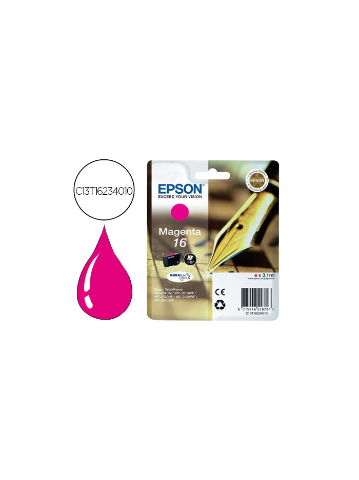 Ink-jet epson 16 wf2010w wf2510wf wf2520nf wf2530wf wf2540wf magenta 175 pag Ink-jet epson 16 wf2010w wf2510wf wf2520nf wf2530wf wf2540wf magenta 175 pag