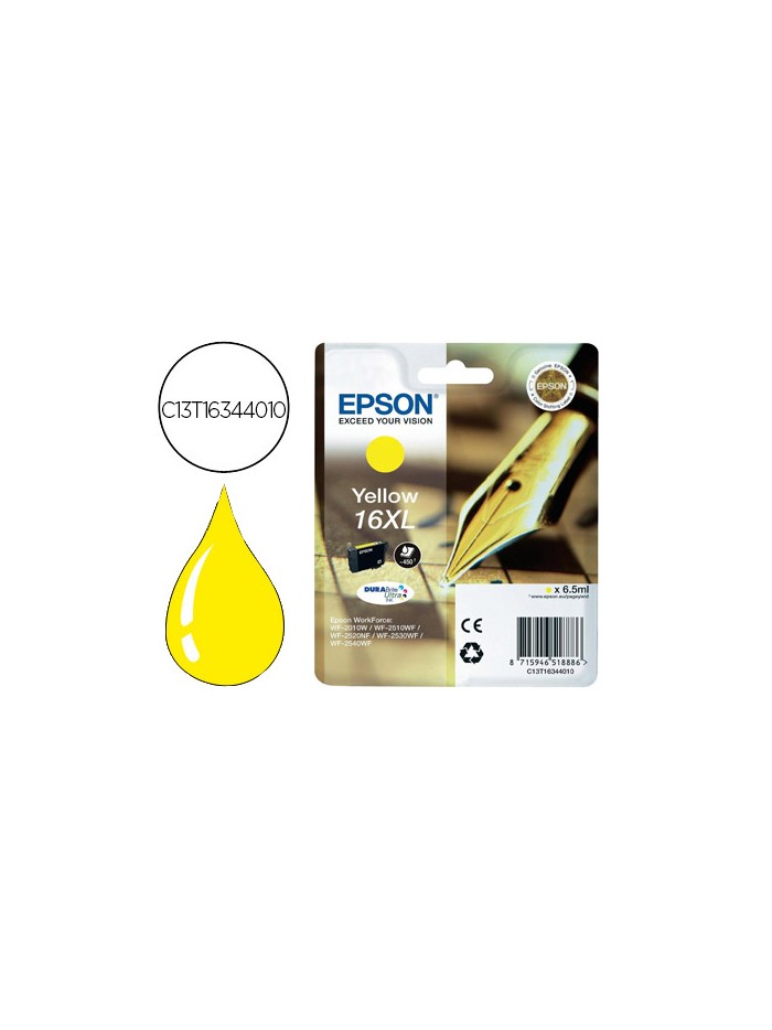 Ink-jet epson 16xl wf2010w wf2510wf wf2520nf wf2530wf wf2540wf amarillo 450 pag Ink-jet epson 16xl wf2010w wf2510wf wf2520nf wf2530wf wf2540wf amarillo 450 pag