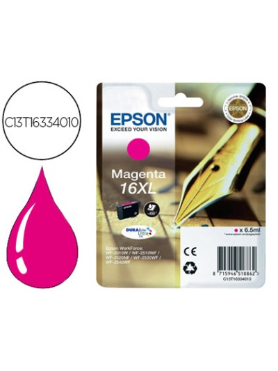 Ink-jet epson 16xl wf2010w wf2510wf wf2520nf wf2530wf wf2540wf magenta 450 pag