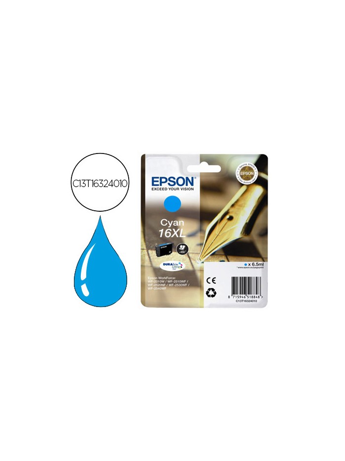 Ink-jet epson 16xl wf2010w wf2510wf wf2520nf wf2530wf wf2540wf cian 450 pag Ink-jet epson 16xl wf2010w wf2510wf wf2520nf wf2530wf wf2540wf cian 450 pag