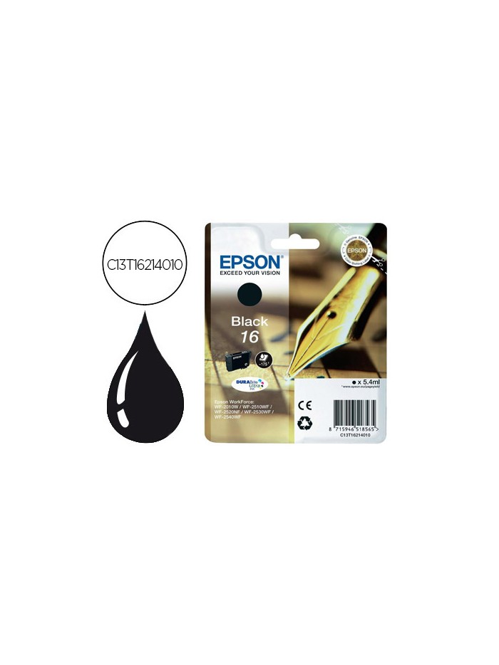 Ink-jet epson 16 wf2010w wf2510wf wf2520nf wf2530wf wf2540wf negro 175 pag Ink-jet epson 16 wf2010w wf2510wf wf2520nf wf2530wf wf2540wf negro 175 pag