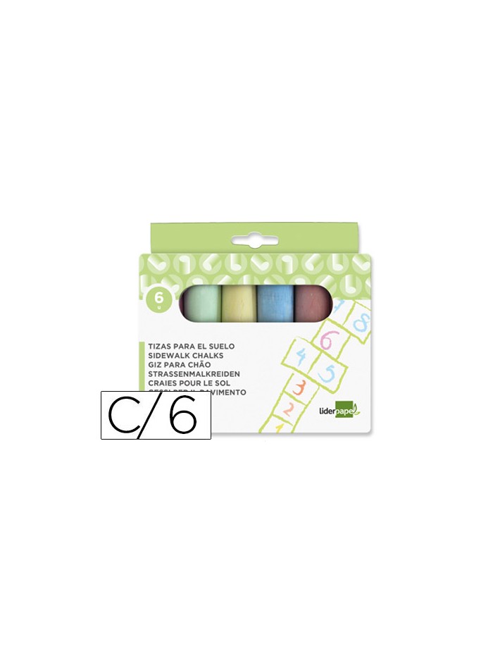 Tiza color liderpapel para suelo caja de 6 unidades colores surtidos Tiza color liderpapel para suelo caja de 6 unidades colores surtidos