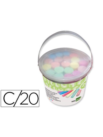 Tiza color liderpapel para suelo cubilete de 20 unidades colores surtidos