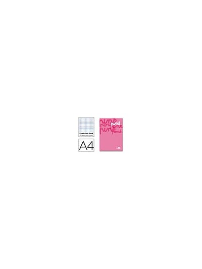 Bloc encolado liderpapel cuadro 5 mm rosa a4 natural 100 hojas 100 g/m2