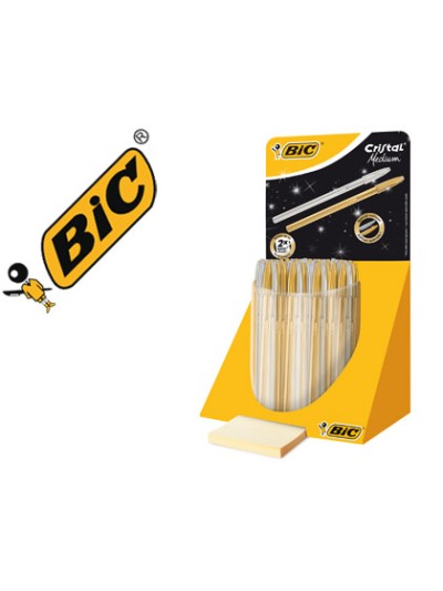 Boligrafo bic cristal linea celebration dorado y plateado expositor de 40 unidades surtidas