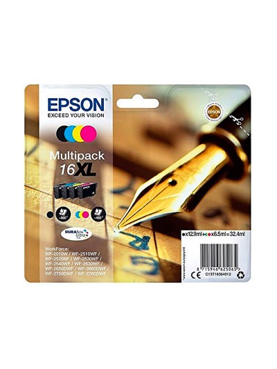 Ink-jet epson 16xl multipack workforce wf-2010w wf-2510wf wf-2520nf wf-2530wf wf-2540wf negro amarillo cian y magenta
