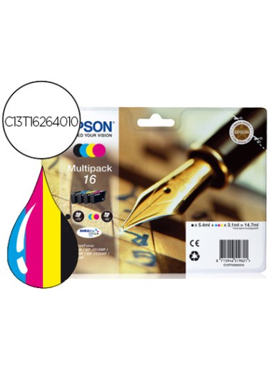 Ink-jet epson 16 multipack workforce wf-2010w wf-2510wf wf-2520nf wf-2530wf wf-2540wf negro amarillo cian y magenta