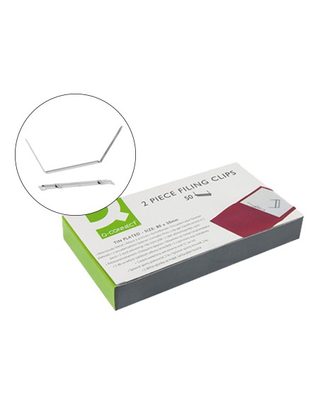 Encuadernador fastener q-connect plateado caja de 50 unidades