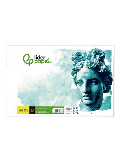 Bloc dibujo liderpapel artistico encolado 210x297 mm 30 hojas 120g/m2 sin recuadro