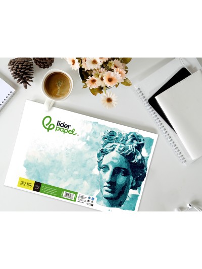Bloc dibujo liderpapel artistico encolado 210x297 mm 30 hojas 120g/m2 sin recuadro
